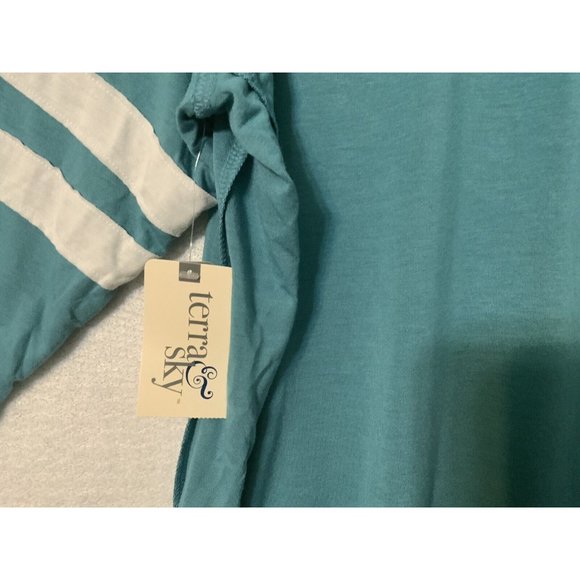Terra & Sky Blouse Womens Plus Size 2X 20W 22W Blue Green White Scoop Neck Top S - Picture 9 of 11